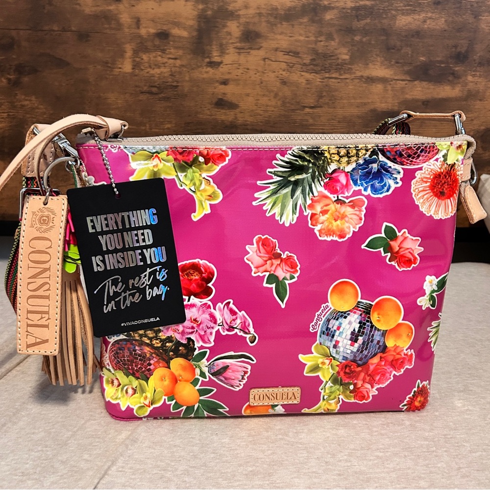 Consuela Vibrant Pink Floral Crossbody Bag NWT